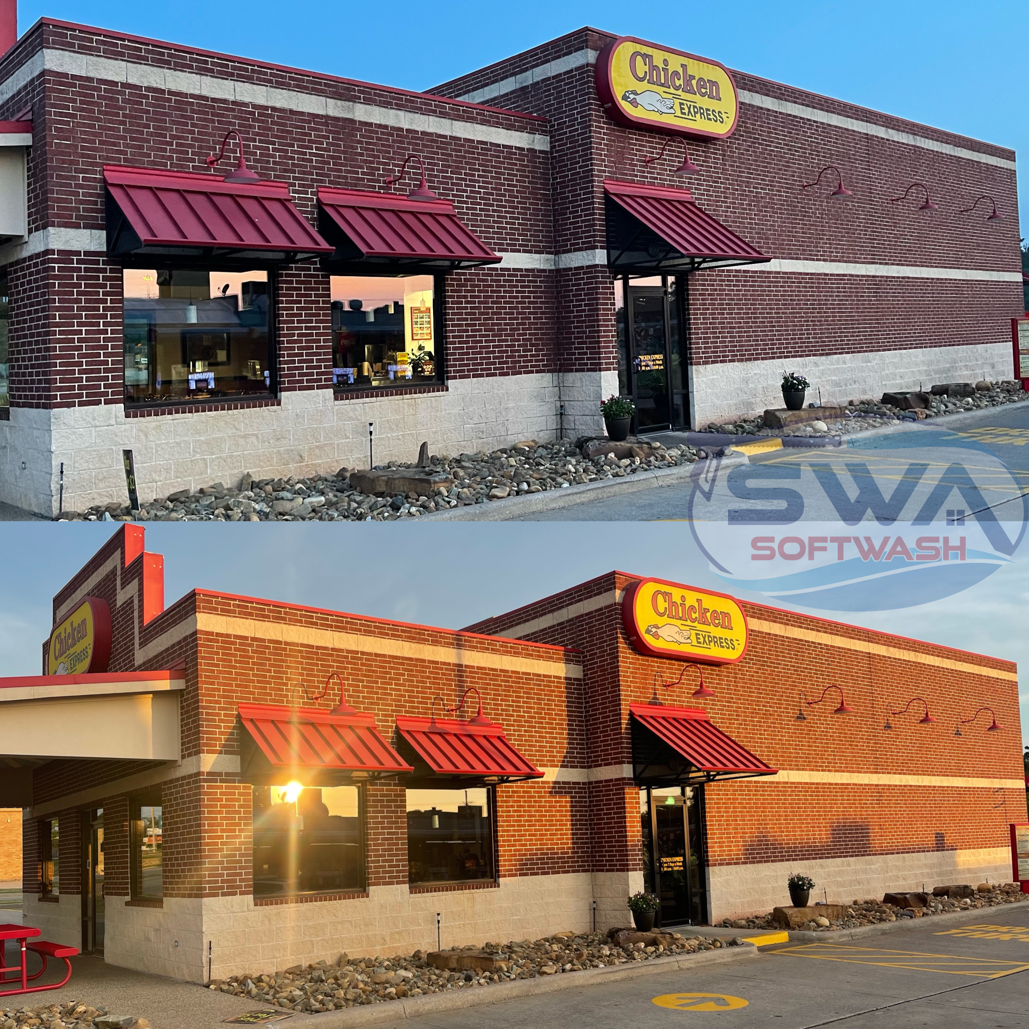 Building Washing for Chicken Express on 7th Street in Texarkana, TX